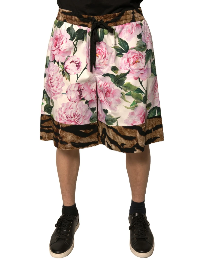 Multicolor Floral Cotton Men Bermuda Shorts