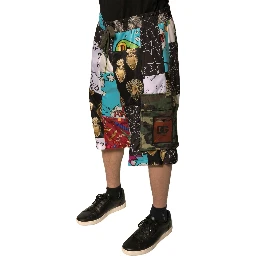 Multicolor Patchwork Cargo Bermuda Shorts