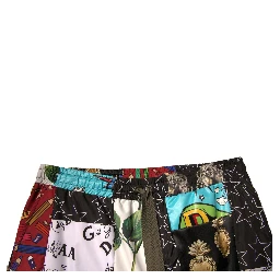 Multicolor Patchwork Cargo Bermuda Shorts