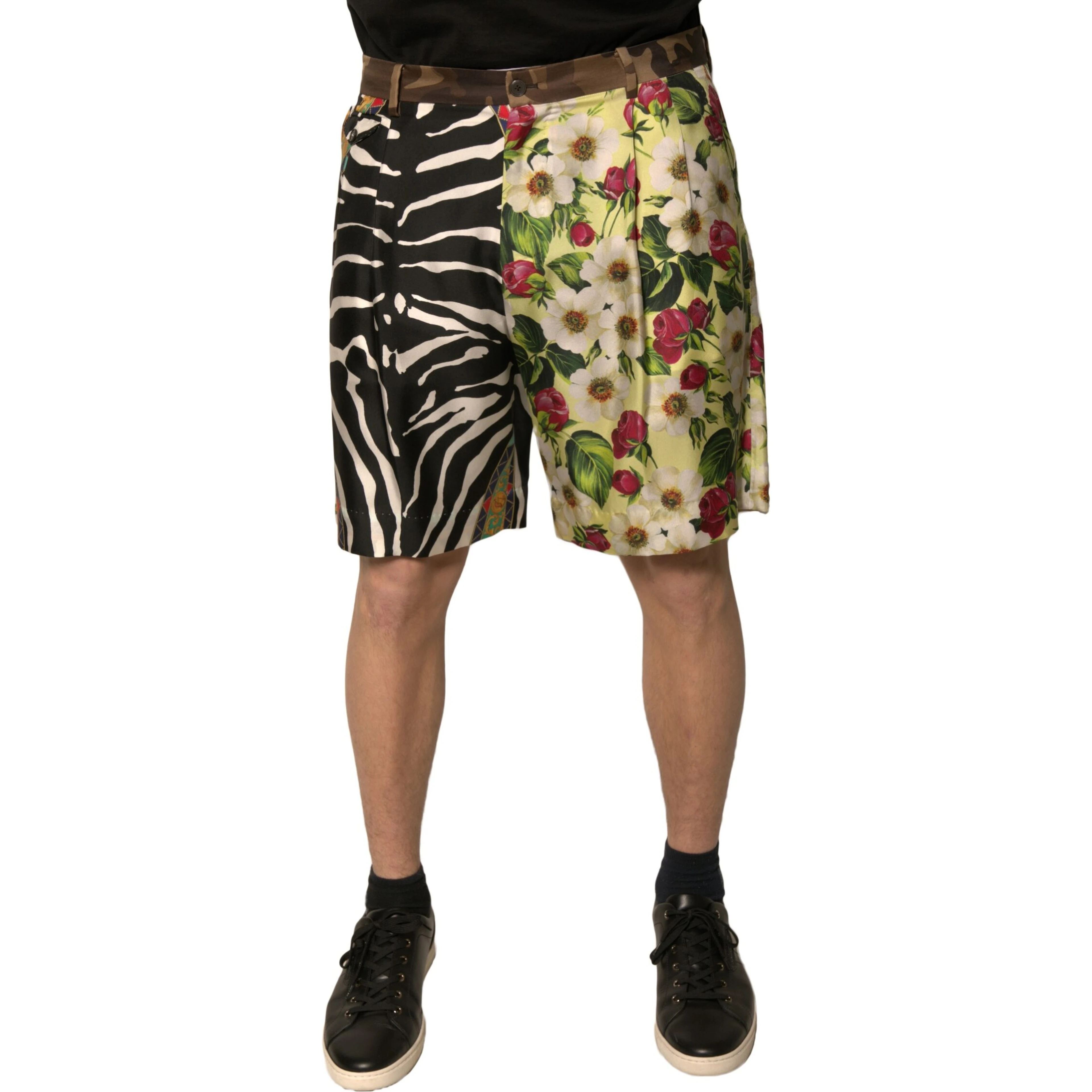 Multicolor Patchwork Silk Men Chino Shorts