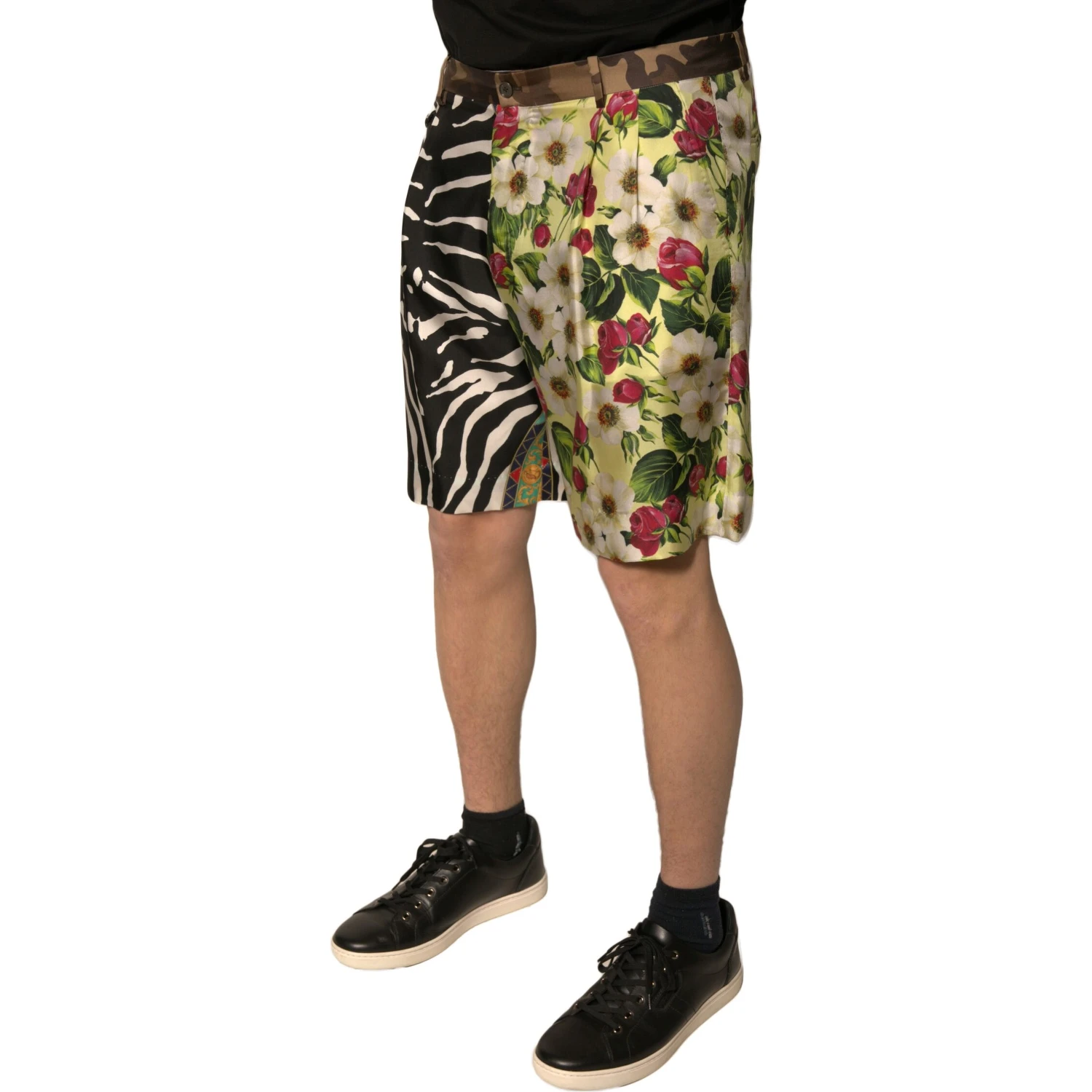 Multicolor Patchwork Silk Men Chino Shorts