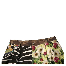 Multicolor Patchwork Silk Men Chino Shorts
