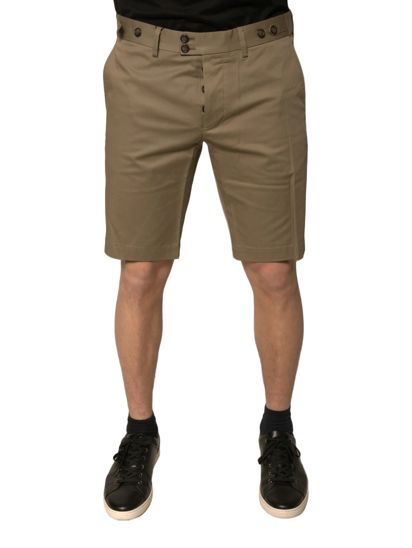 Brown Chino Cotton Stretch Casual Shorts
