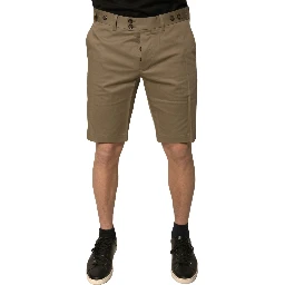 Brown Chino Cotton Stretch Casual Shorts