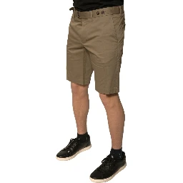 Brown Chino Cotton Stretch Casual Shorts