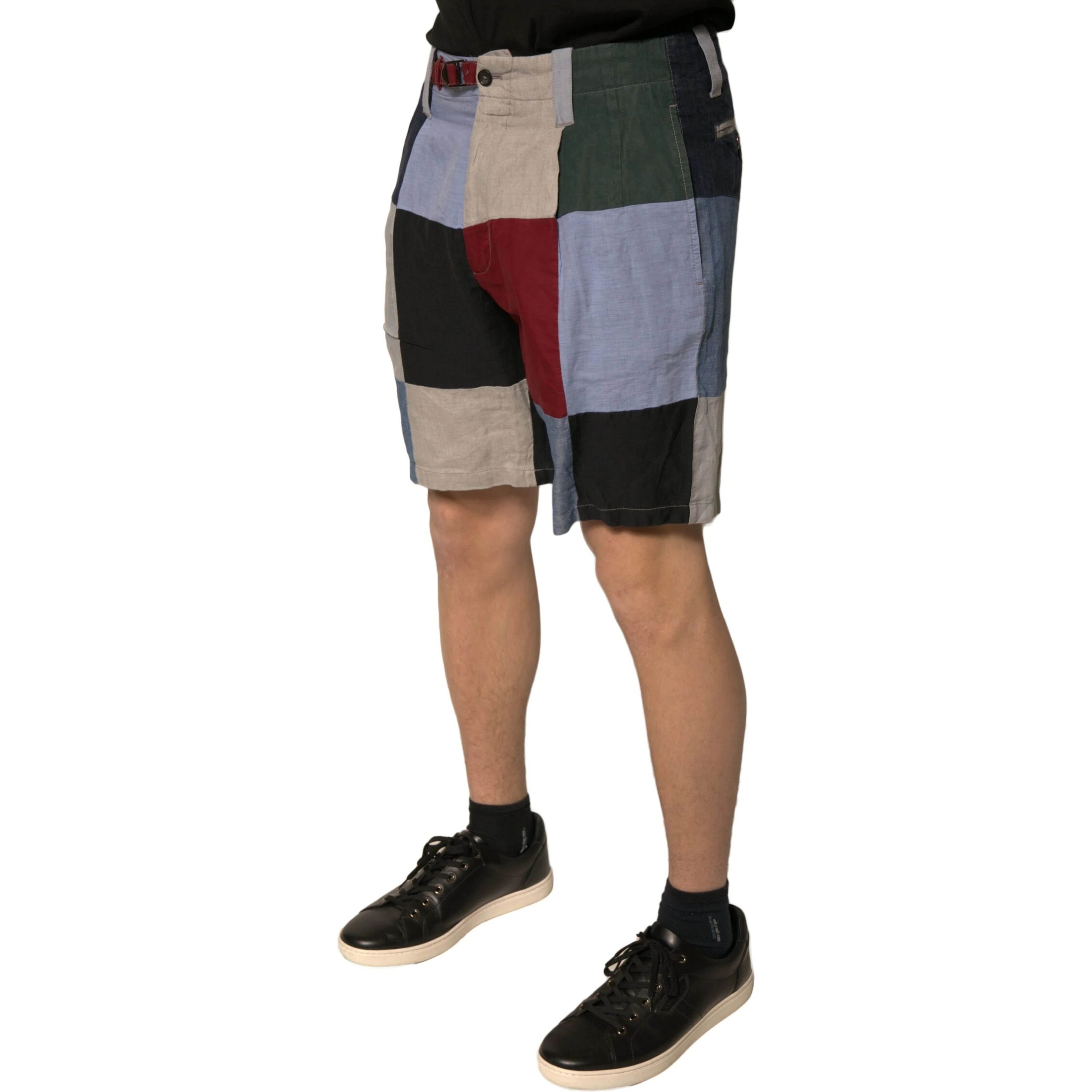 Multicolor Patchwork Linen Men Chino Shorts