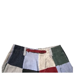 Multicolor Patchwork Linen Men Chino Shorts