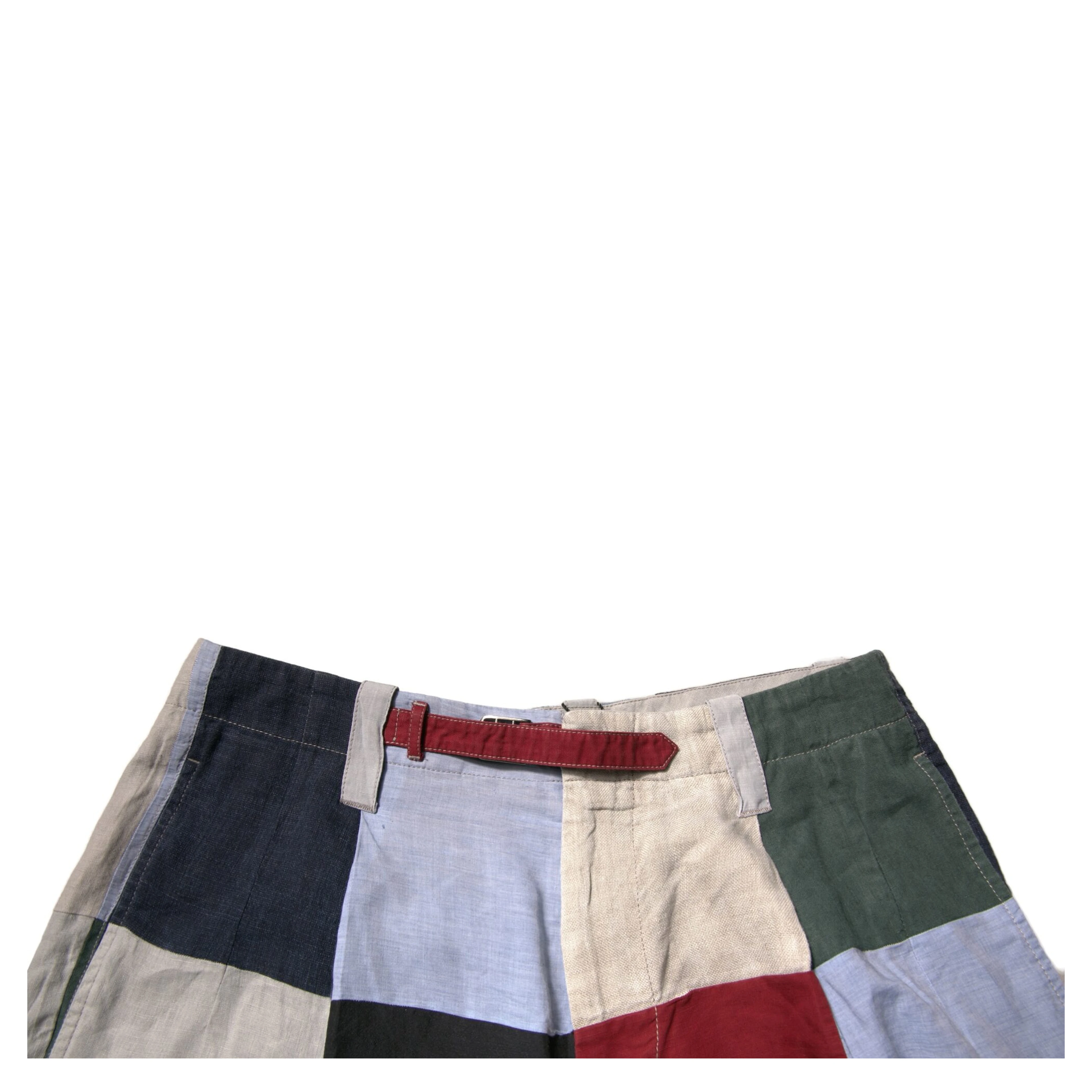 Multicolor Patchwork Linen Men Chino Shorts