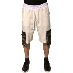 Beige Cotton Men Casual Cargo Bermuda Shorts