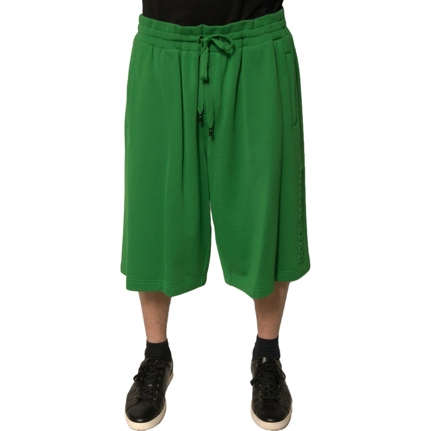 Green Cotton Blend Men Bermuda Shorts