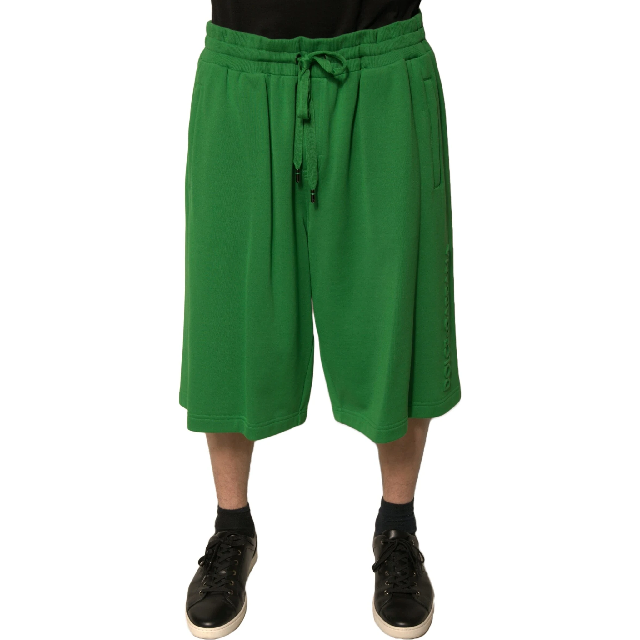Green Cotton Blend Men Bermuda Shorts