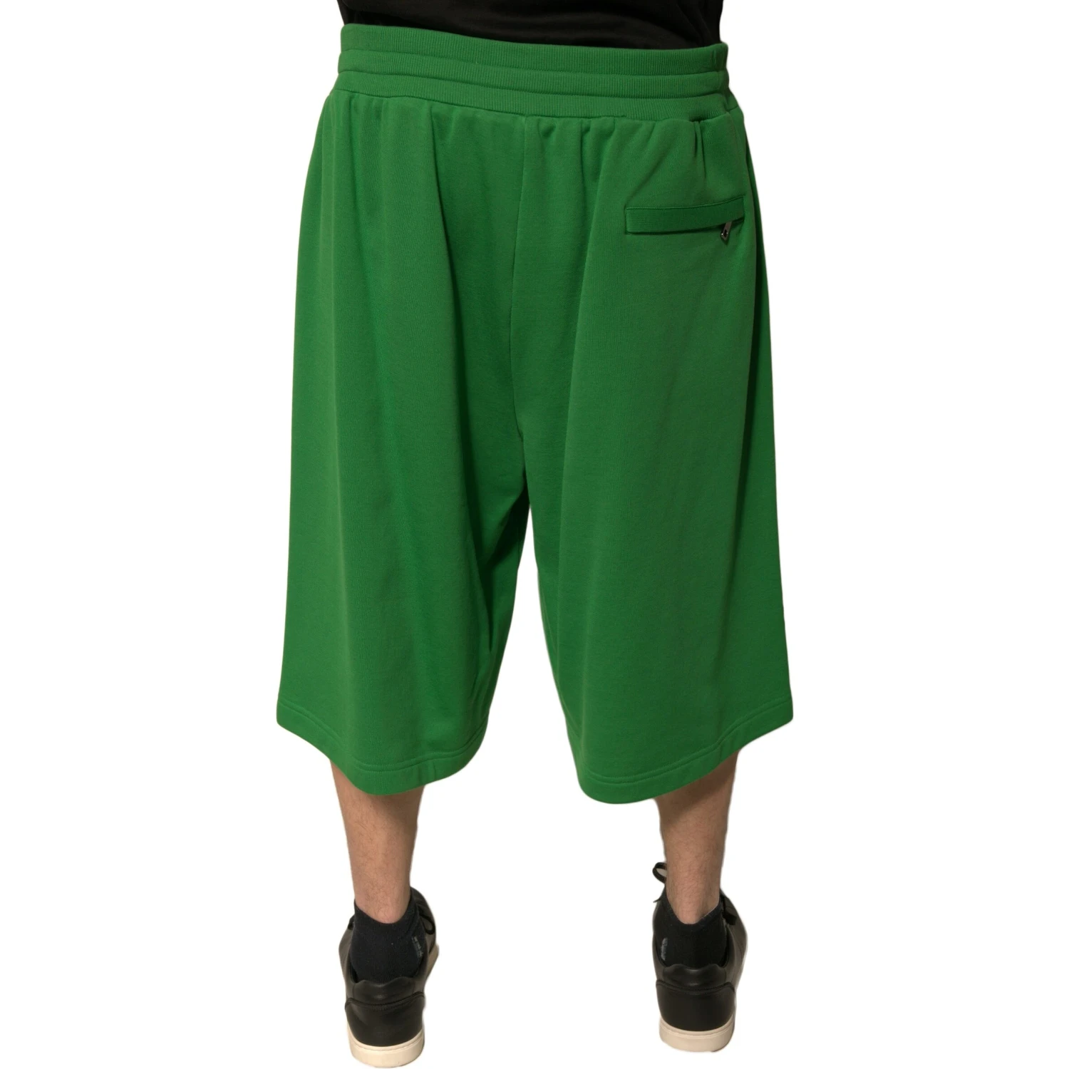 Green Cotton Blend Men Bermuda Shorts