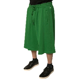Green Cotton Blend Men Bermuda Shorts