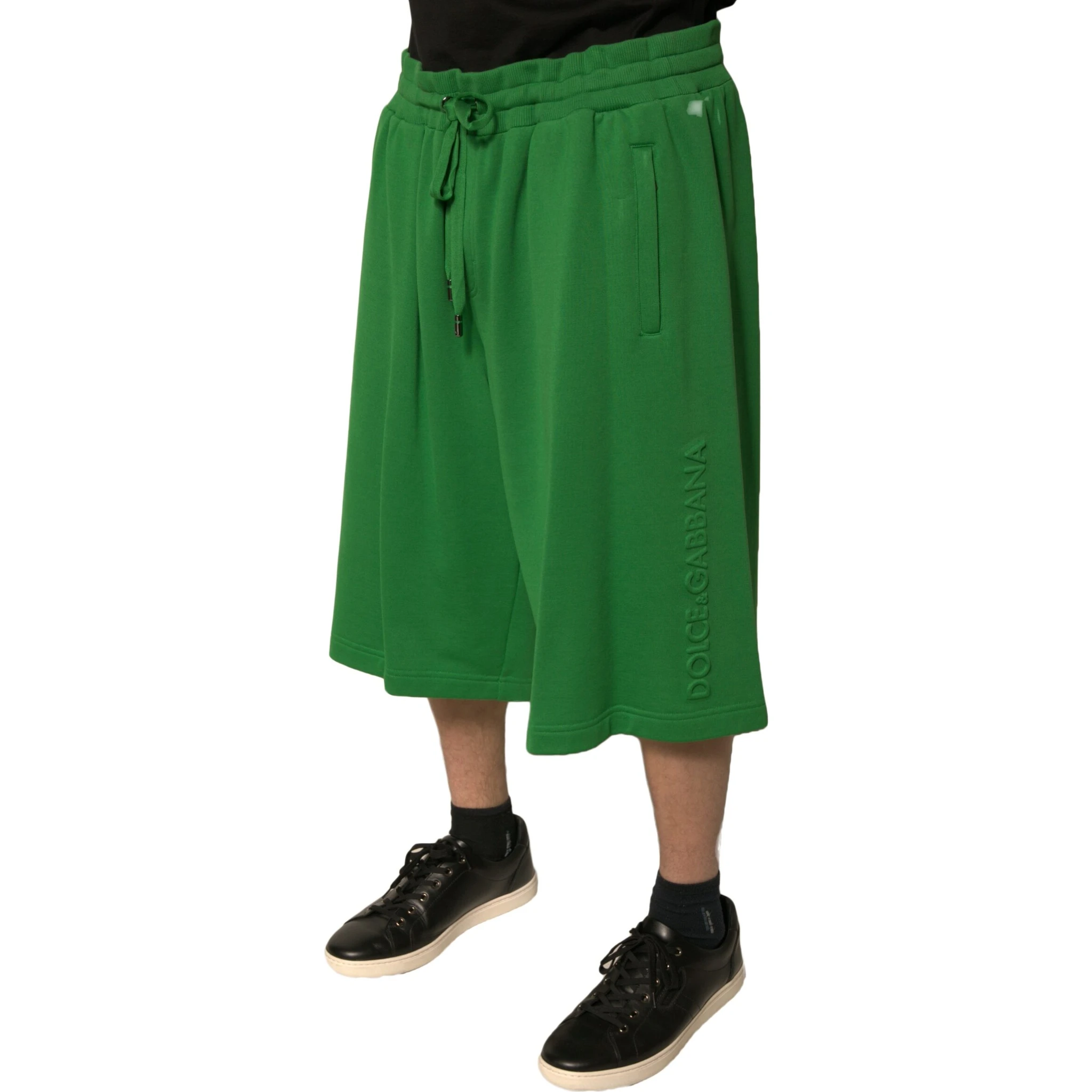 Green Cotton Blend Men Bermuda Shorts