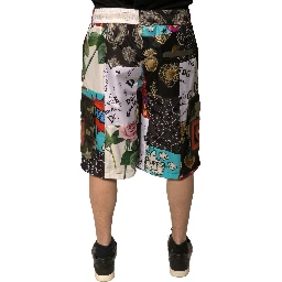 Multicolor Patchwork Cargo Bermuda Shorts