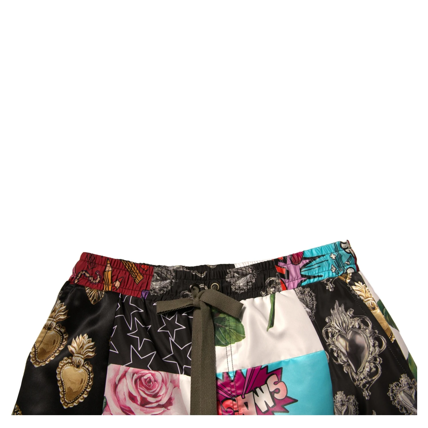 Multicolor Patchwork Cargo Bermuda Shorts