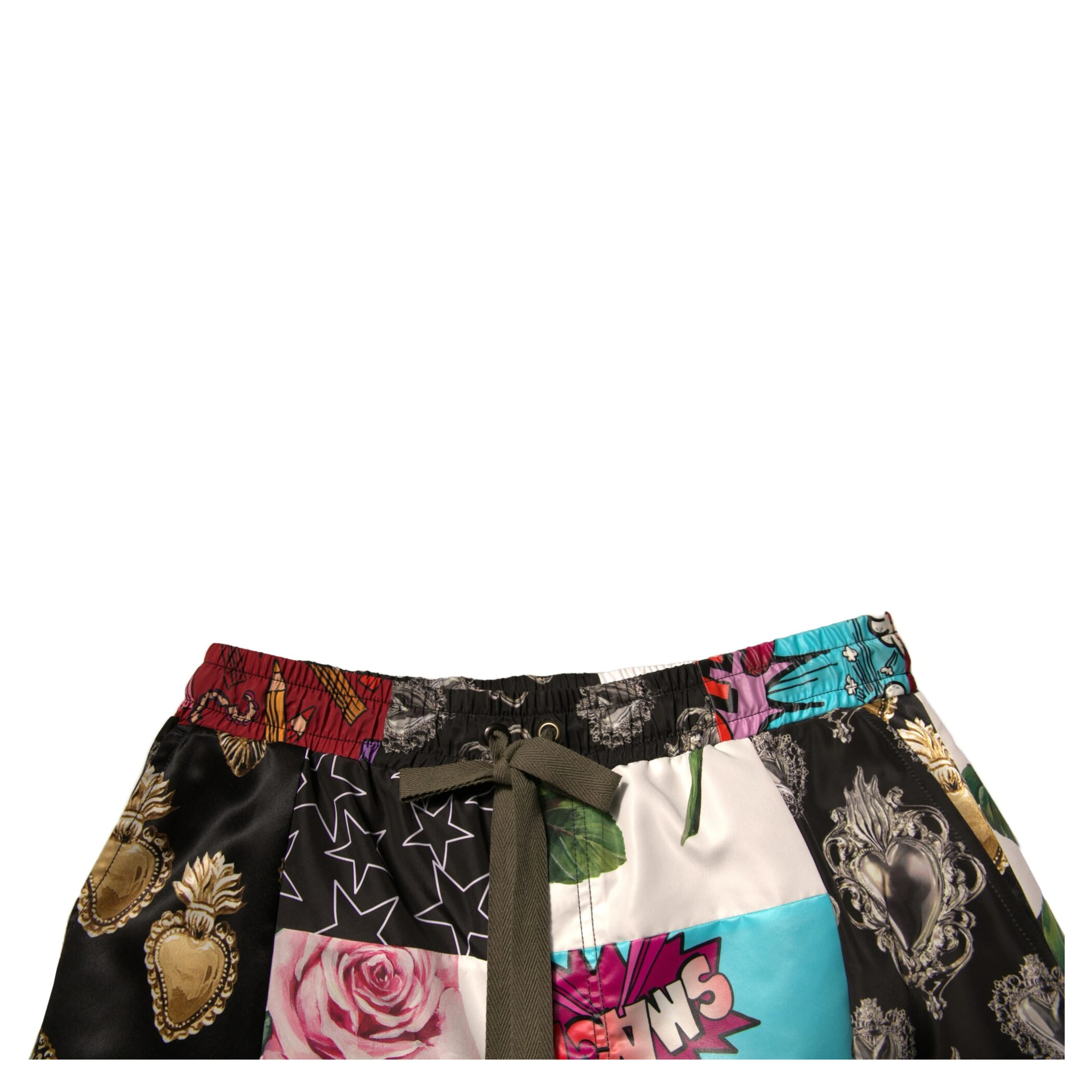 Multicolor Patchwork Cargo Bermuda Shorts