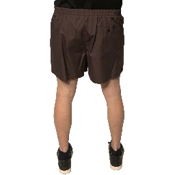 Brown Cotton Blend Men Mid Waist Shorts