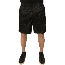 Black Polyester Jersey Mid Waist Shorts