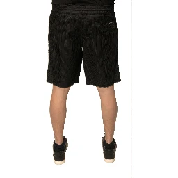 Black Polyester Jersey Mid Waist Shorts
