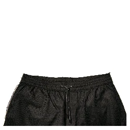 Black Polyester Jersey Mid Waist Shorts