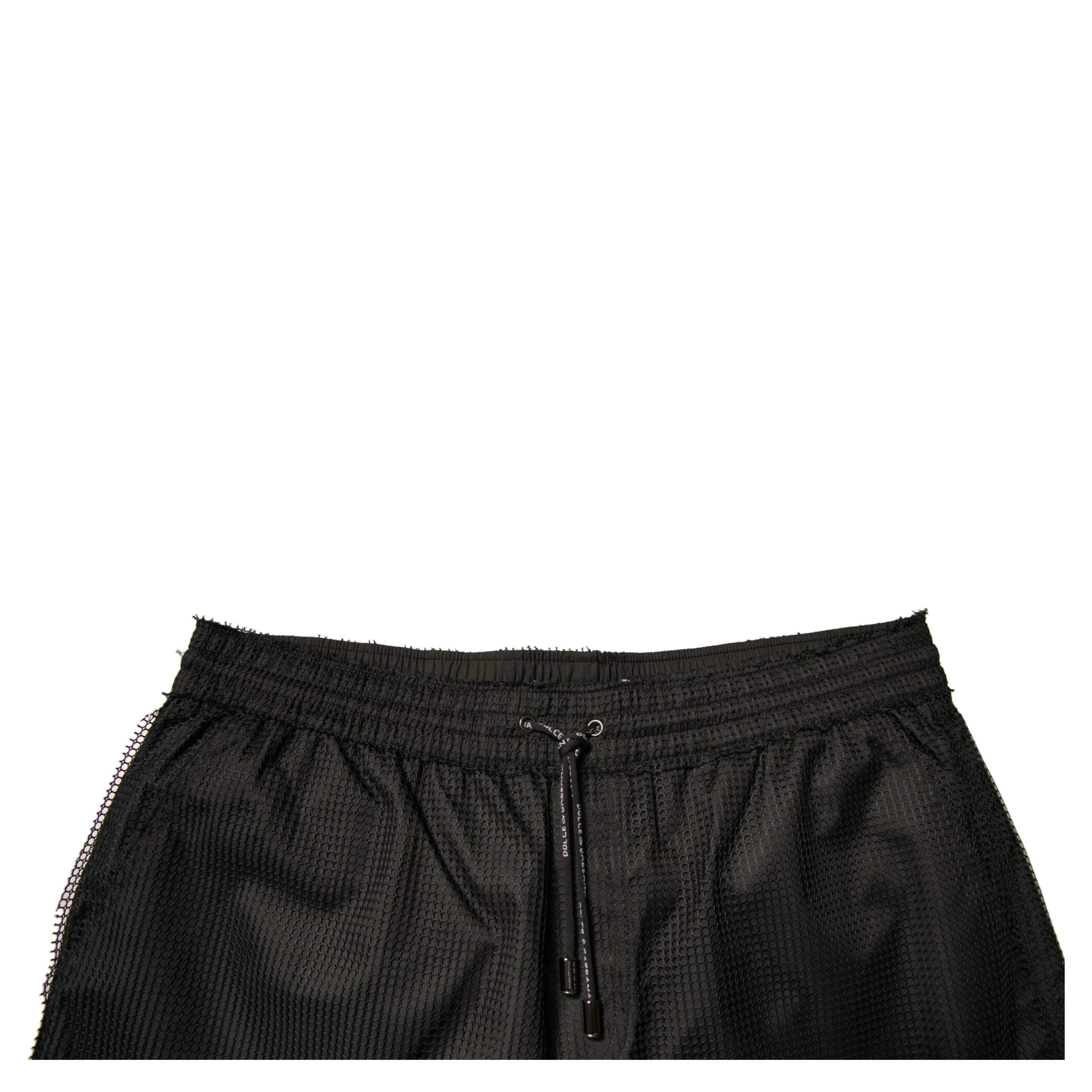Black Polyester Jersey Mid Waist Shorts
