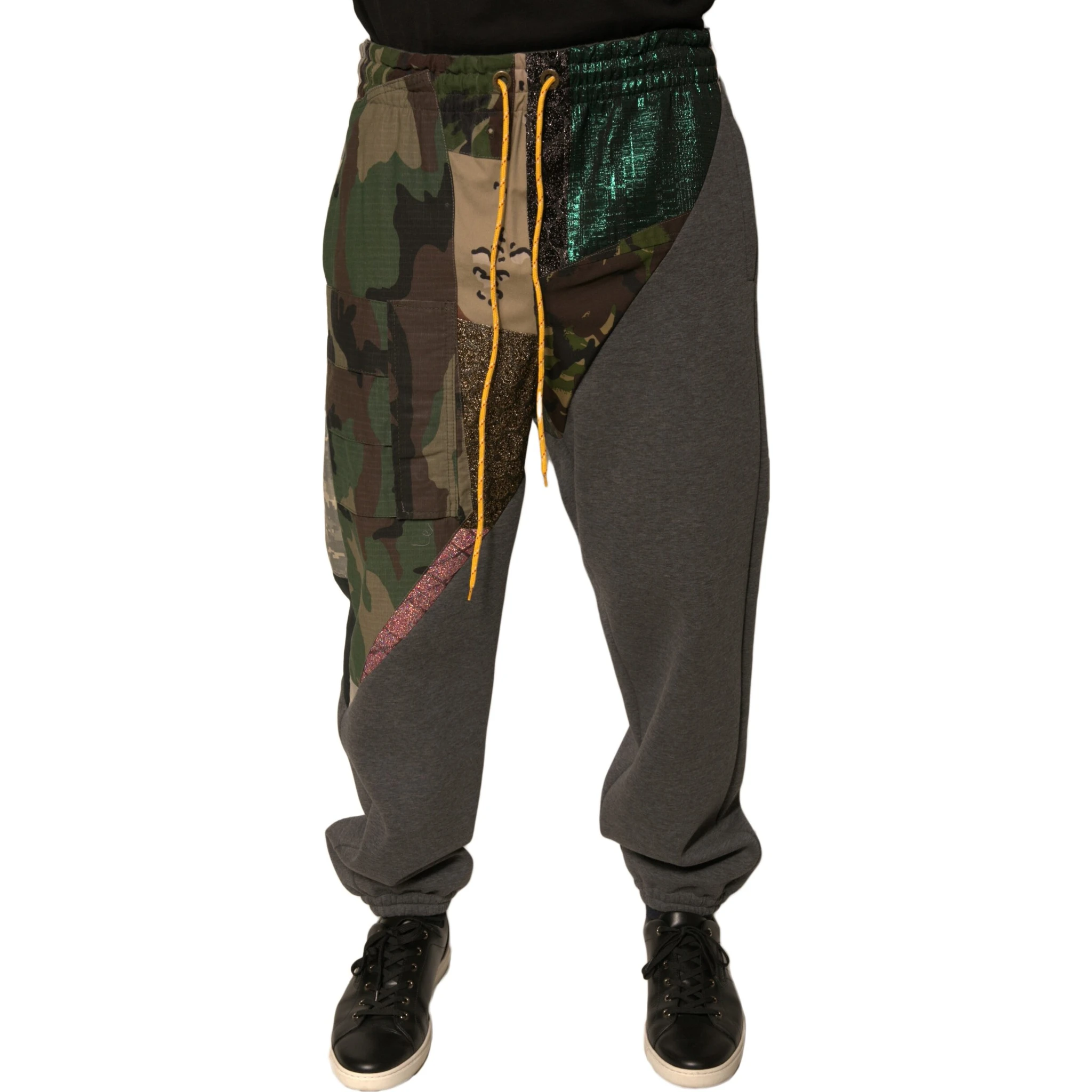 Multicolor Patchwork Cotton Jogger Sweatpants Pants