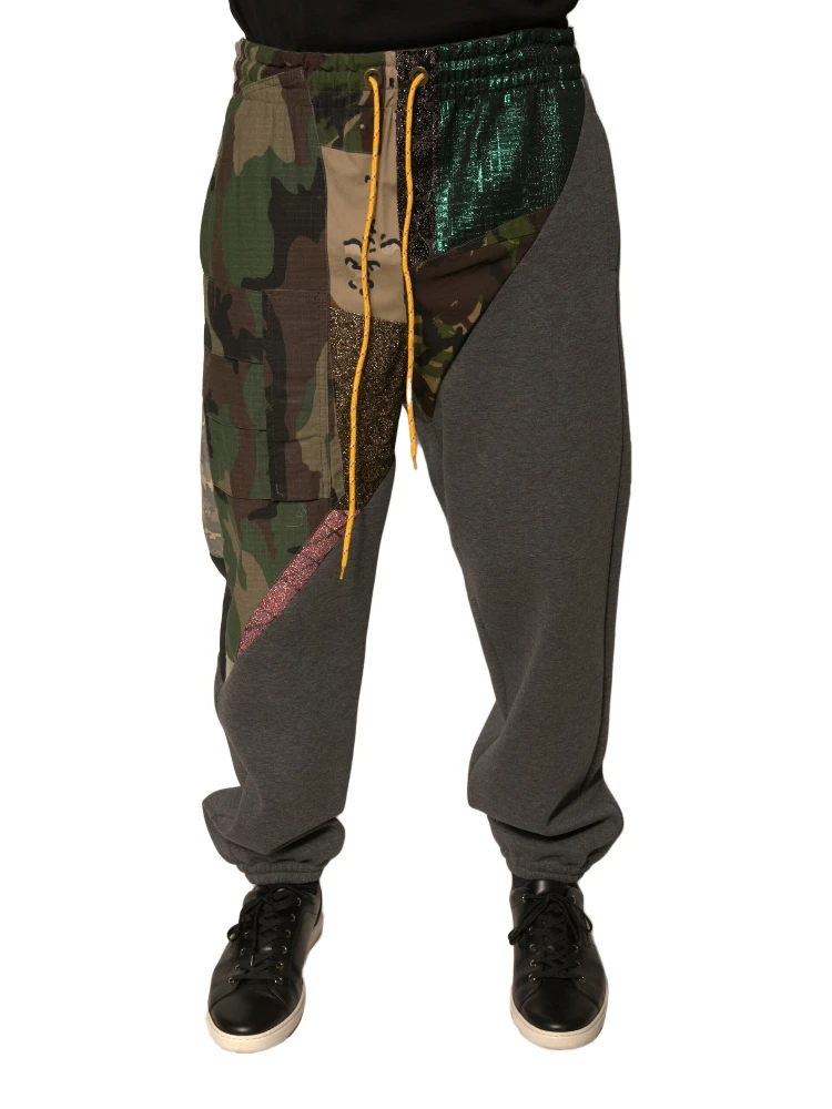 Multicolor Patchwork Cotton Jogger Sweatpants Pants alternative