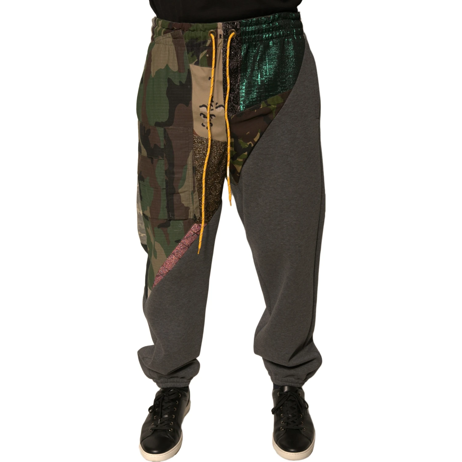 Multicolor Patchwork Cotton Jogger Sweatpants Pants