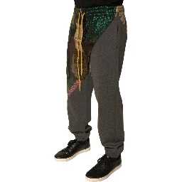 Multicolor Patchwork Cotton Jogger Sweatpants Pants