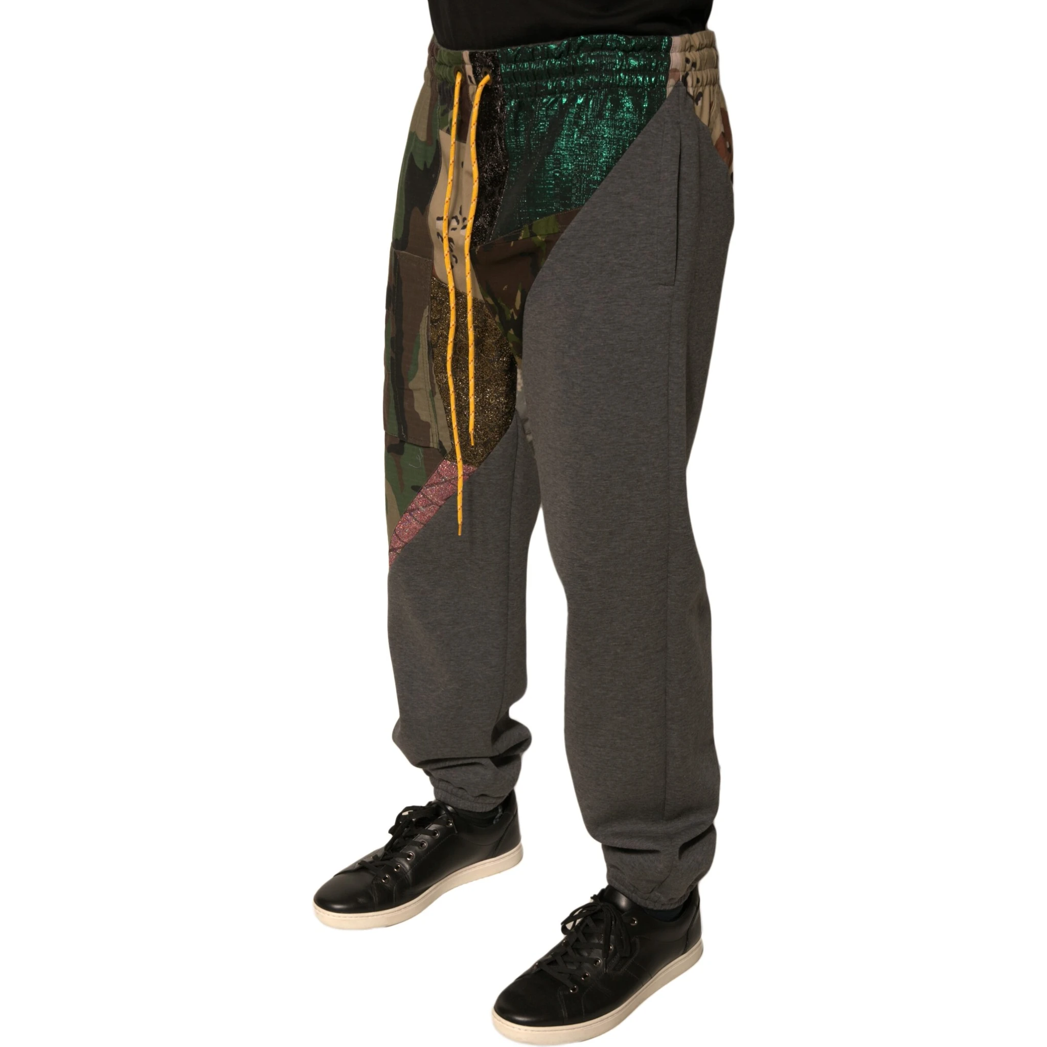 Multicolor Patchwork Cotton Jogger Sweatpants Pants