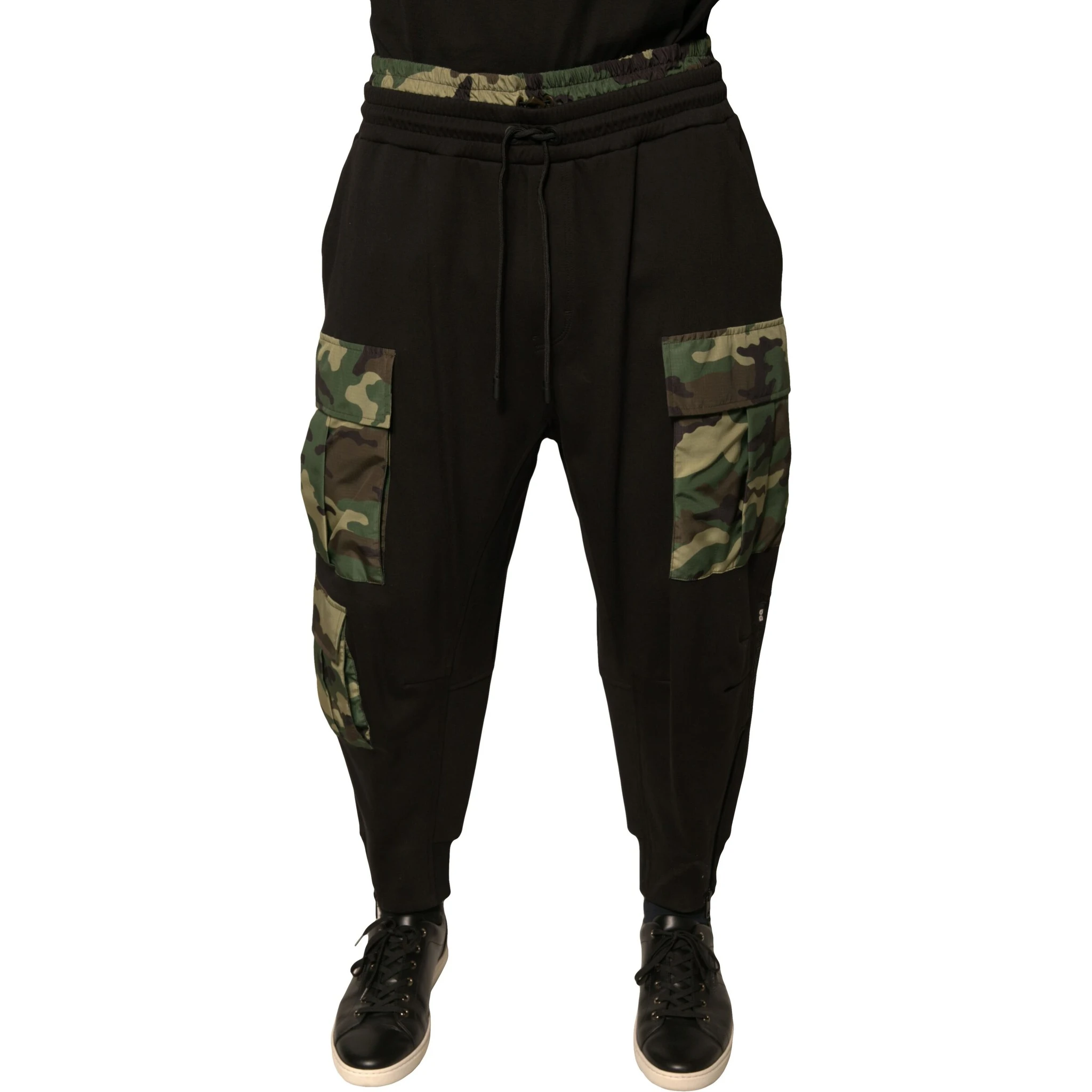 Black Camouflage Cotton Jogger Cargo Pants