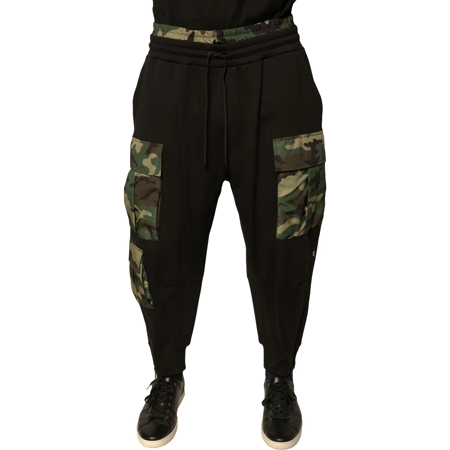 Black Camouflage Cotton Jogger Cargo Pants