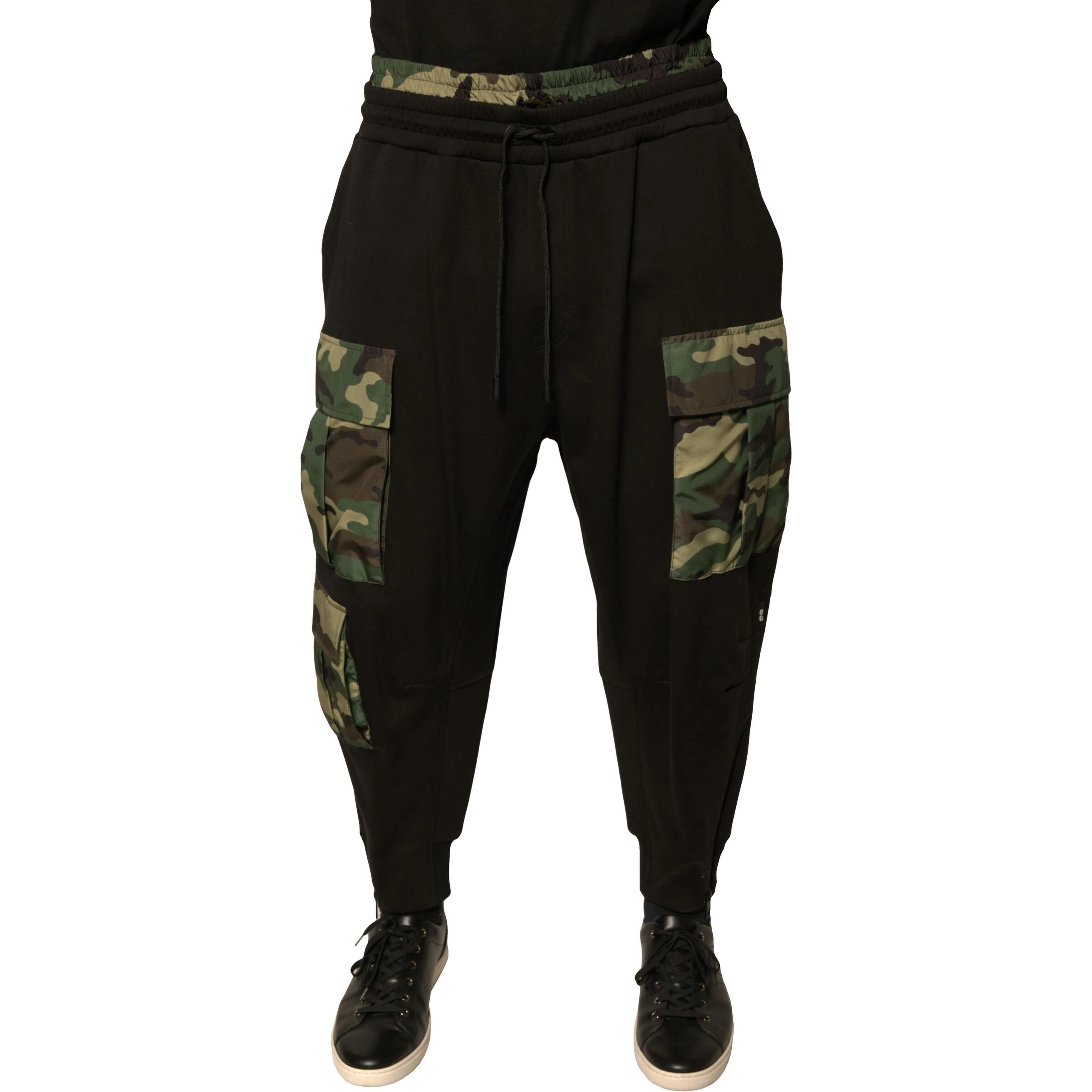 Black Camouflage Cotton Jogger Cargo Pants