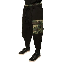 Black Camouflage Cotton Jogger Cargo Pants