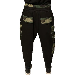 Black Camouflage Cotton Jogger Cargo Pants