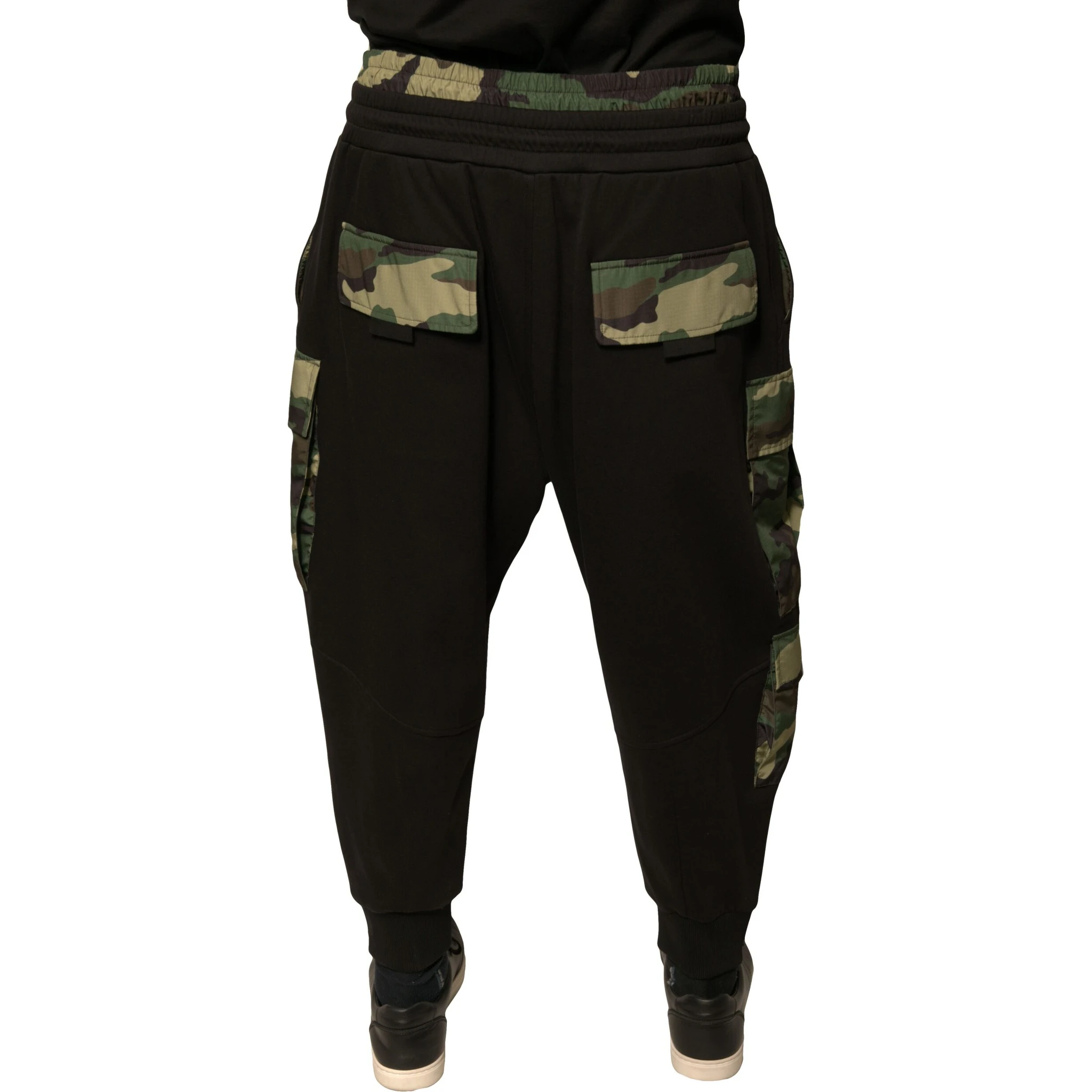 Black Camouflage Cotton Jogger Cargo Pants