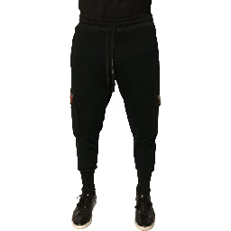 Black Cotton Jogger Cargo Sweatpants Pants