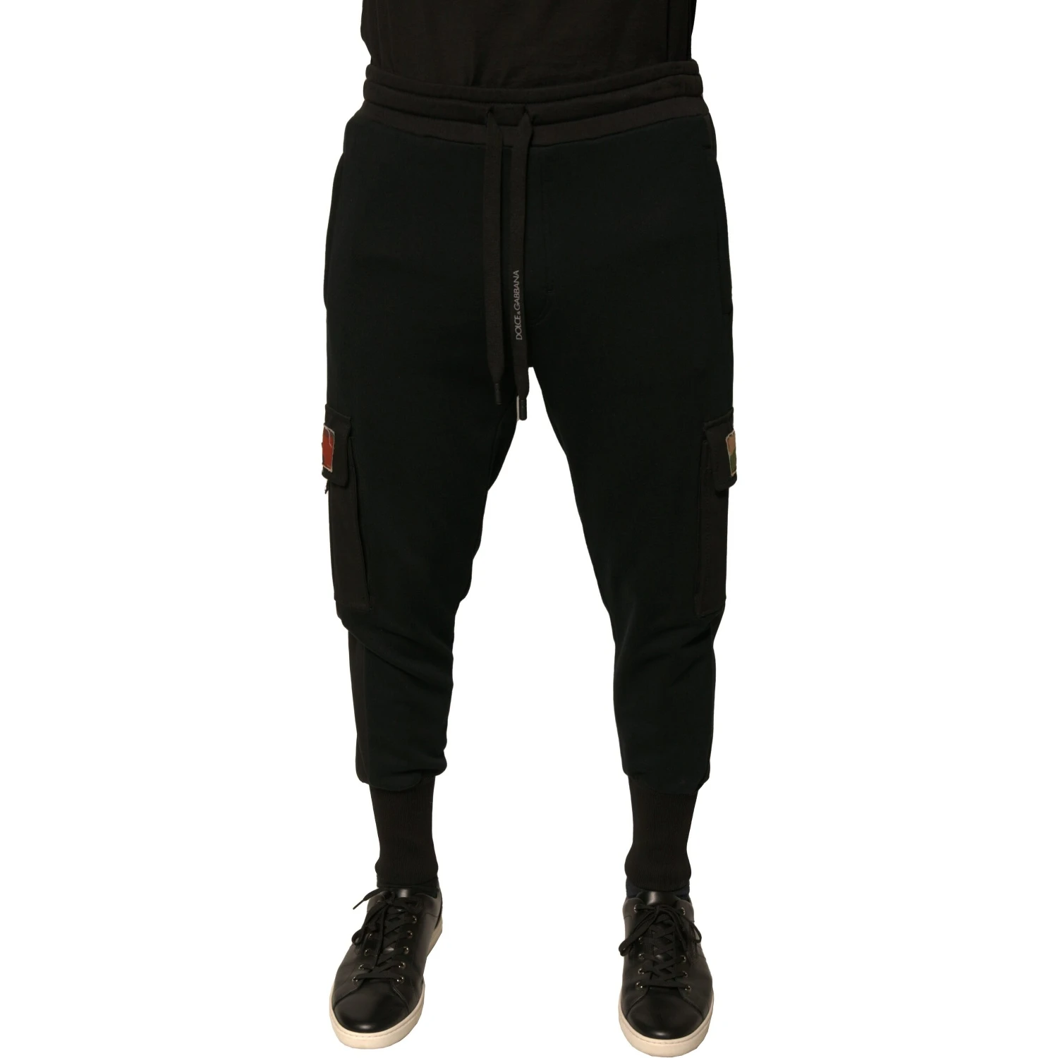 Black Cotton Jogger Cargo Sweatpants Pants