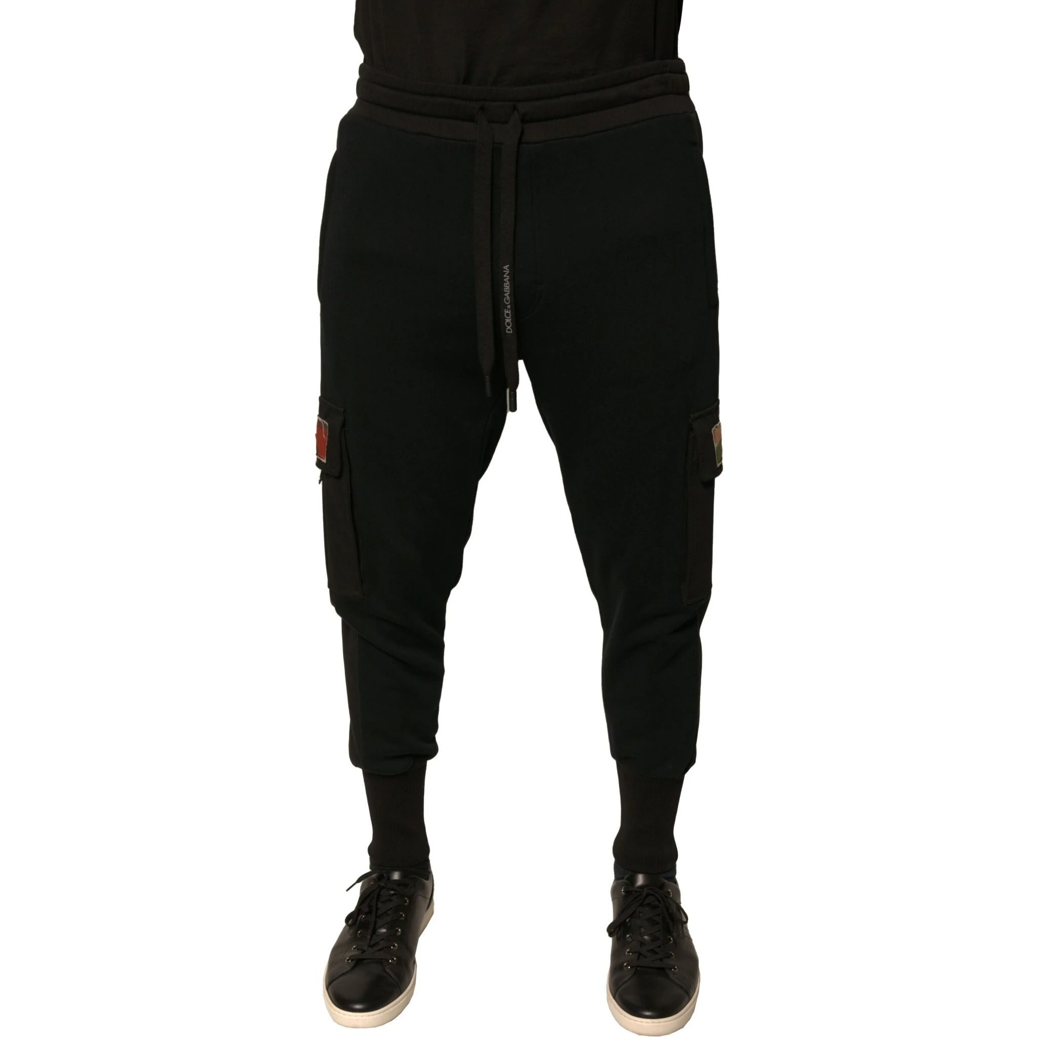Black Cotton Jogger Cargo Sweatpants Pants