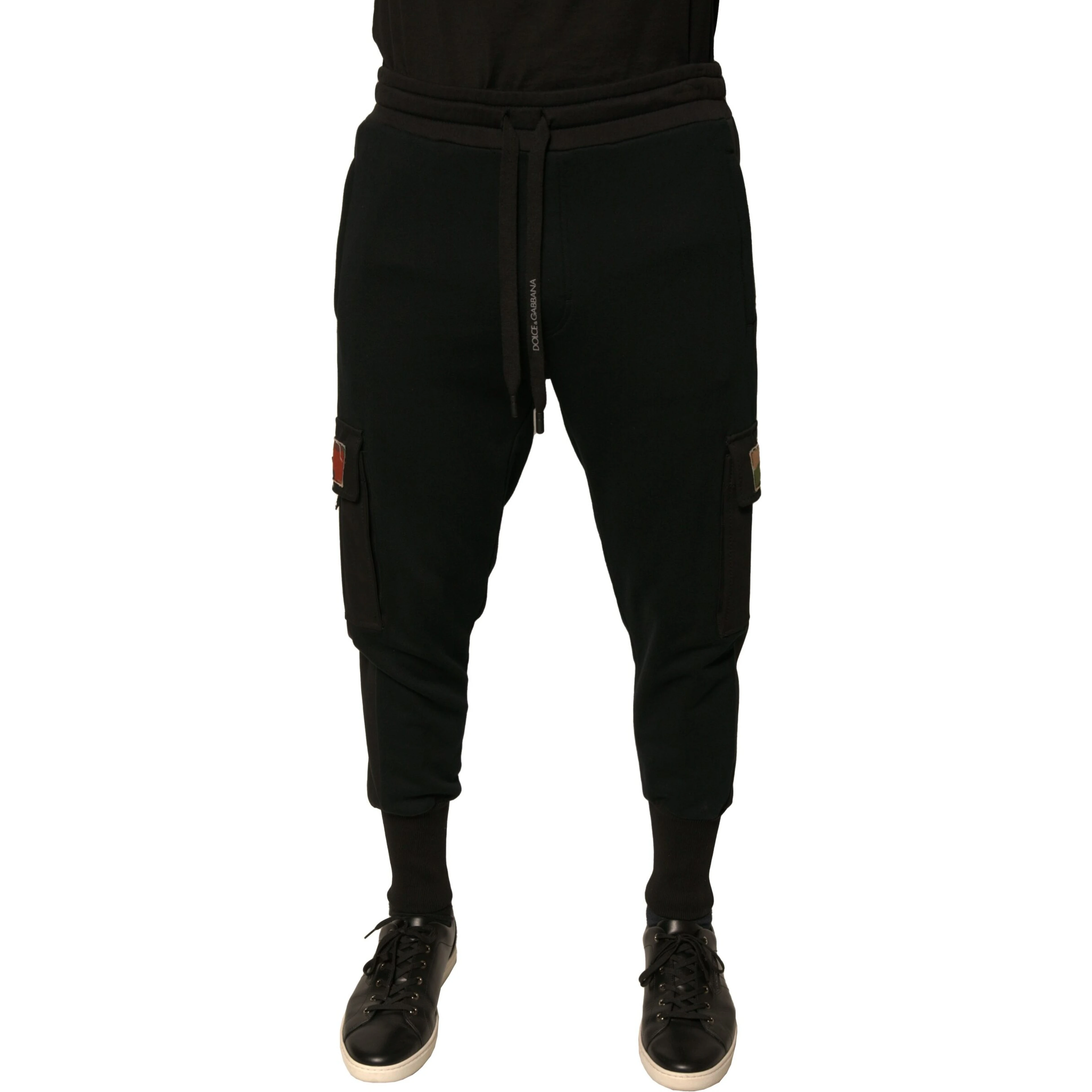 Black Cotton Jogger Cargo Sweatpants Pants