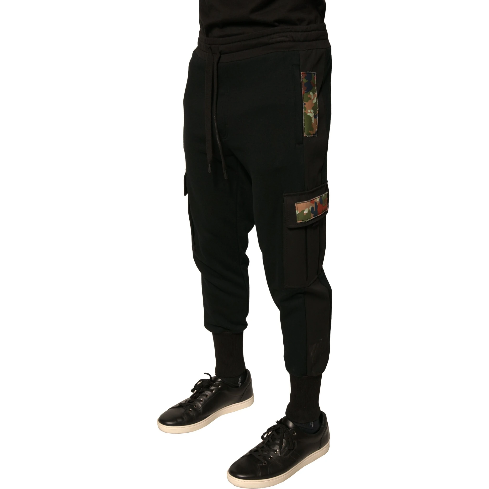 Black Cotton Jogger Cargo Sweatpants Pants