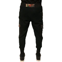 Black Cotton Jogger Cargo Sweatpants Pants