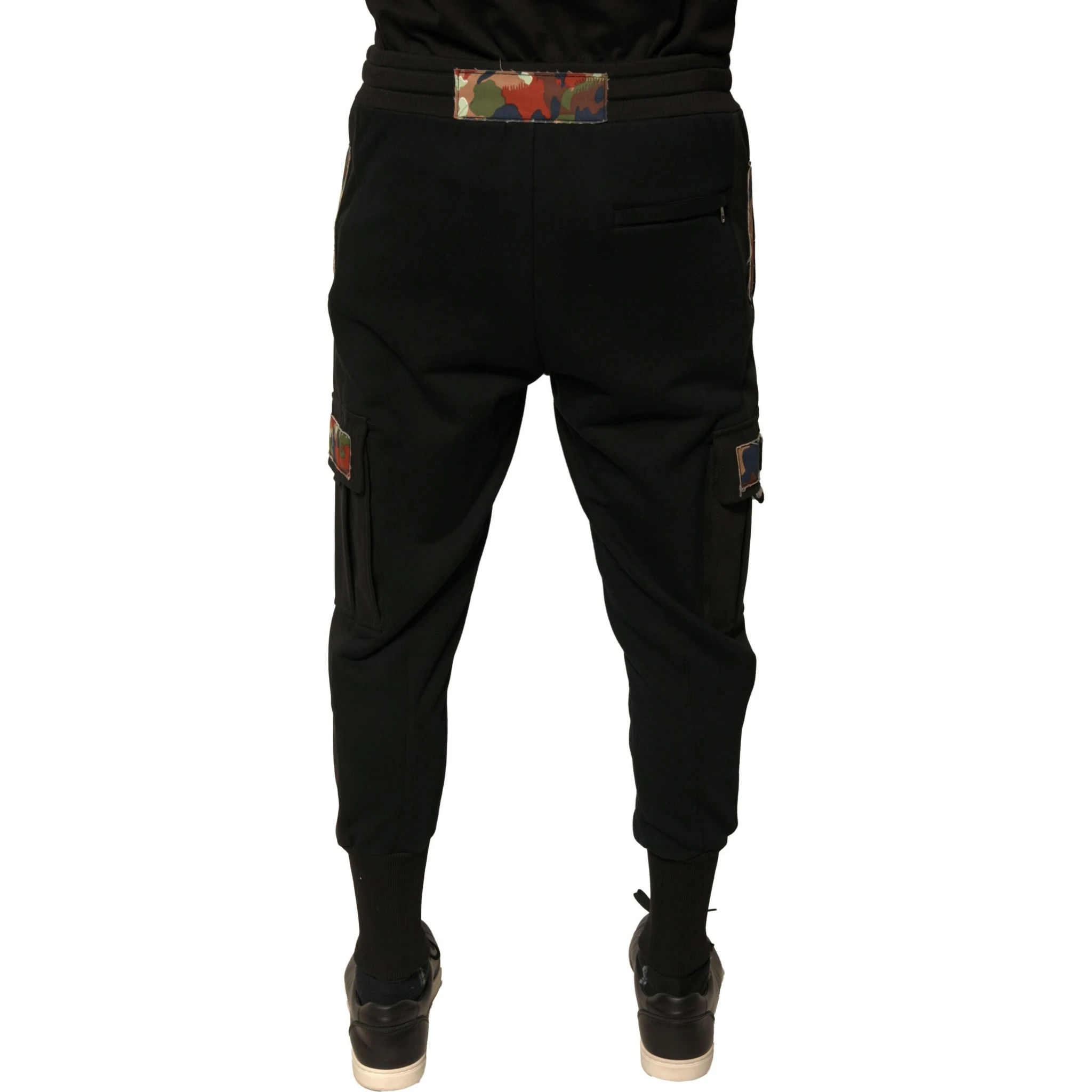 Black Cotton Jogger Cargo Sweatpants Pants