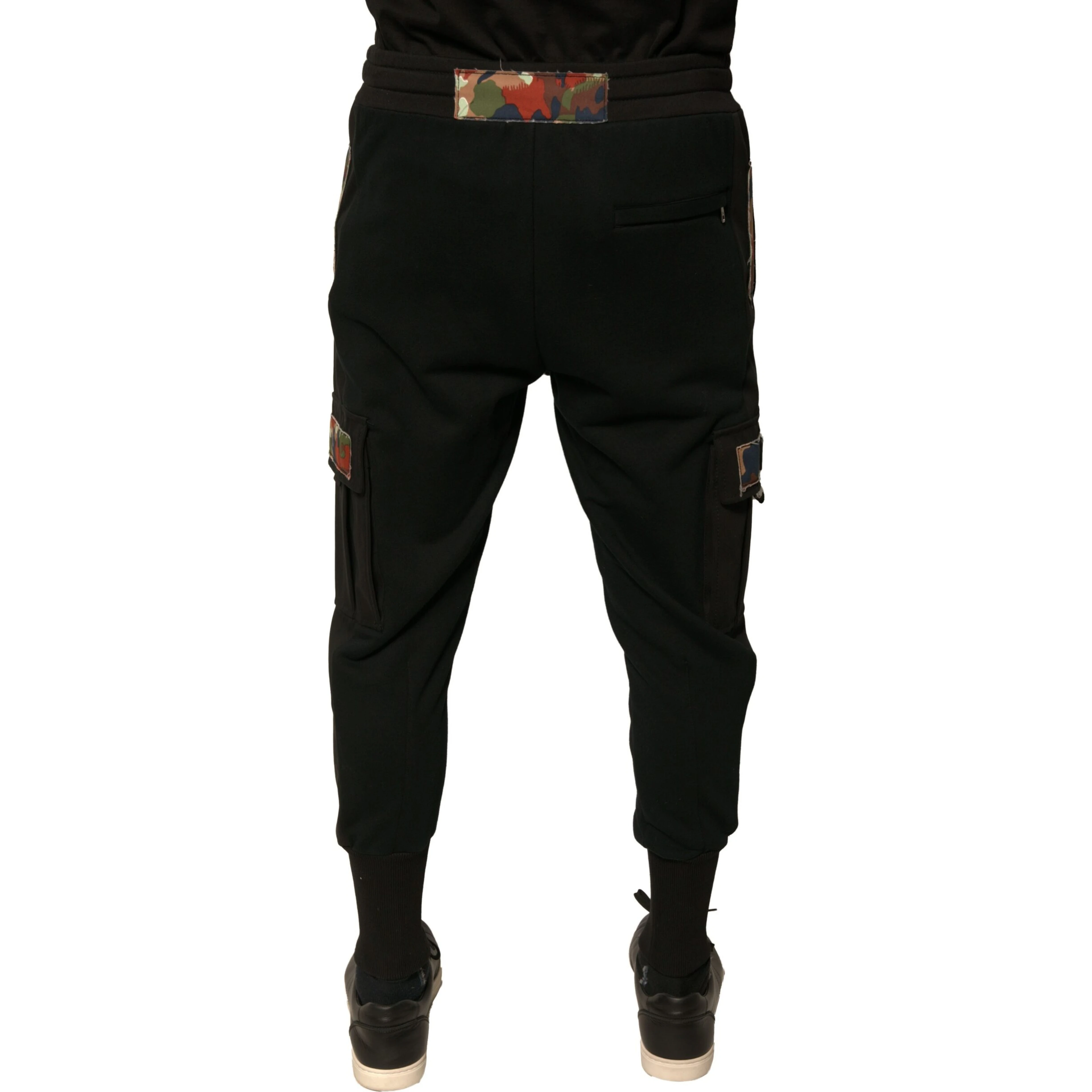 Black Cotton Jogger Cargo Sweatpants Pants