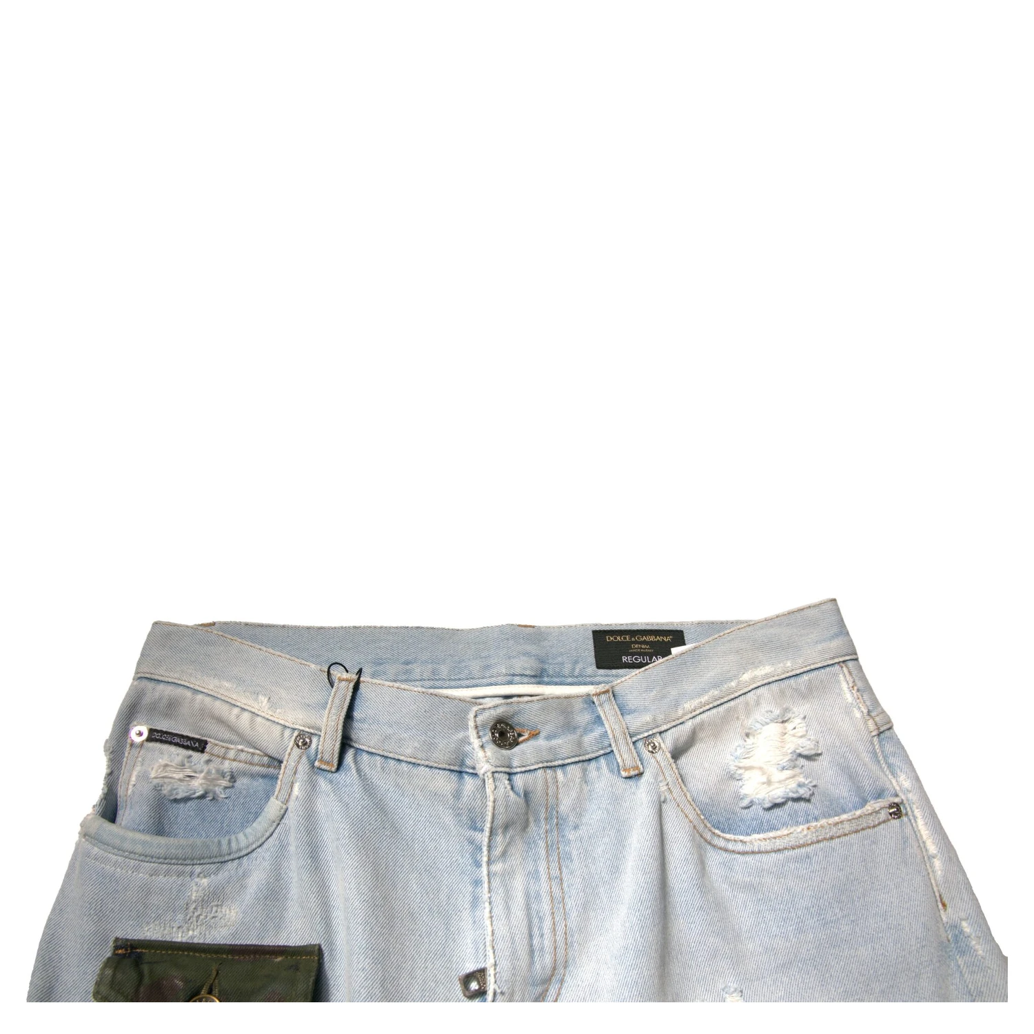 Light Blue Cotton Cargo Straight Denim Jeans