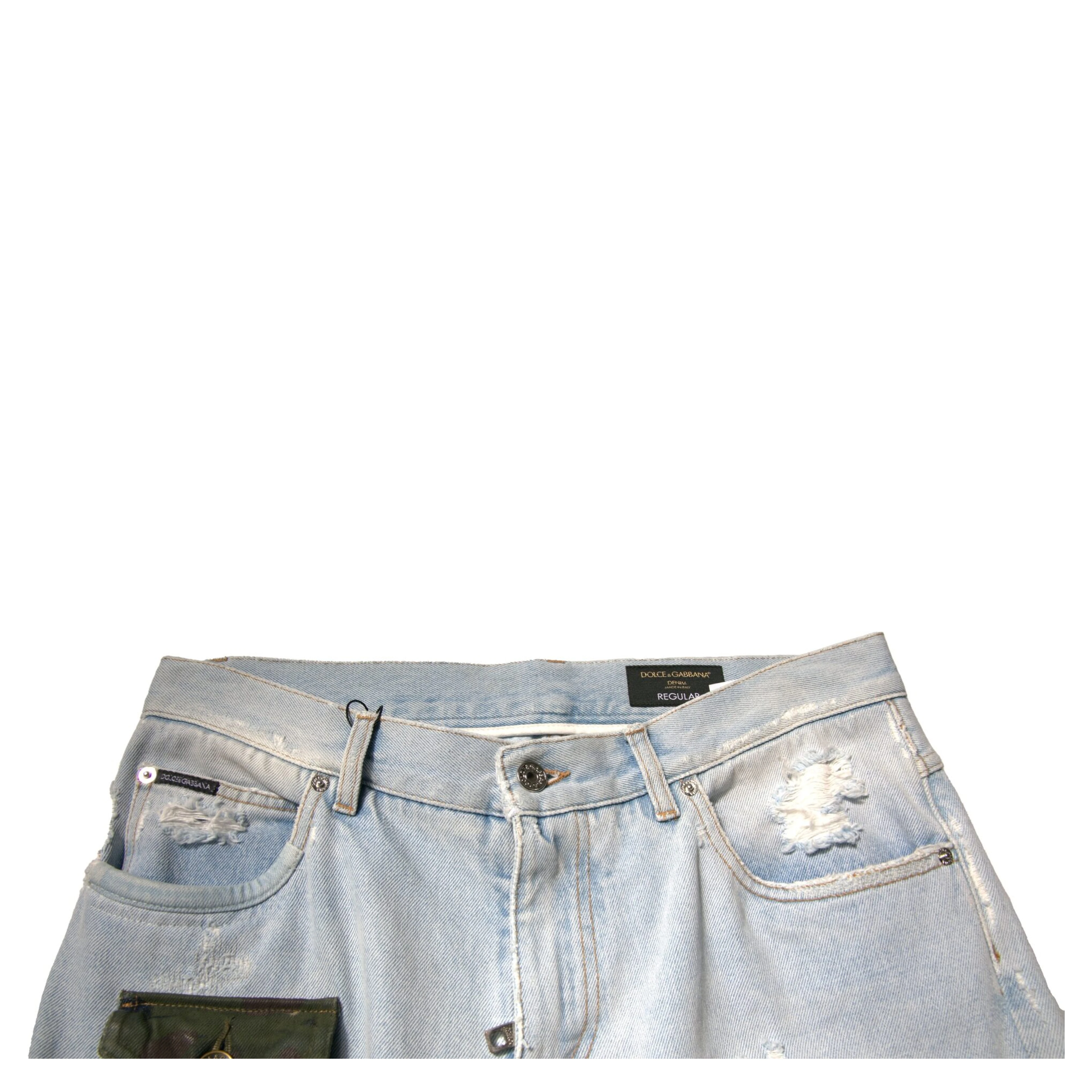 Light Blue Cotton Cargo Straight Denim Jeans