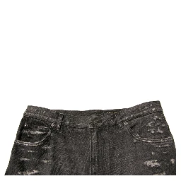 Gray Tattered Cotton Straight Men Denim Jeans