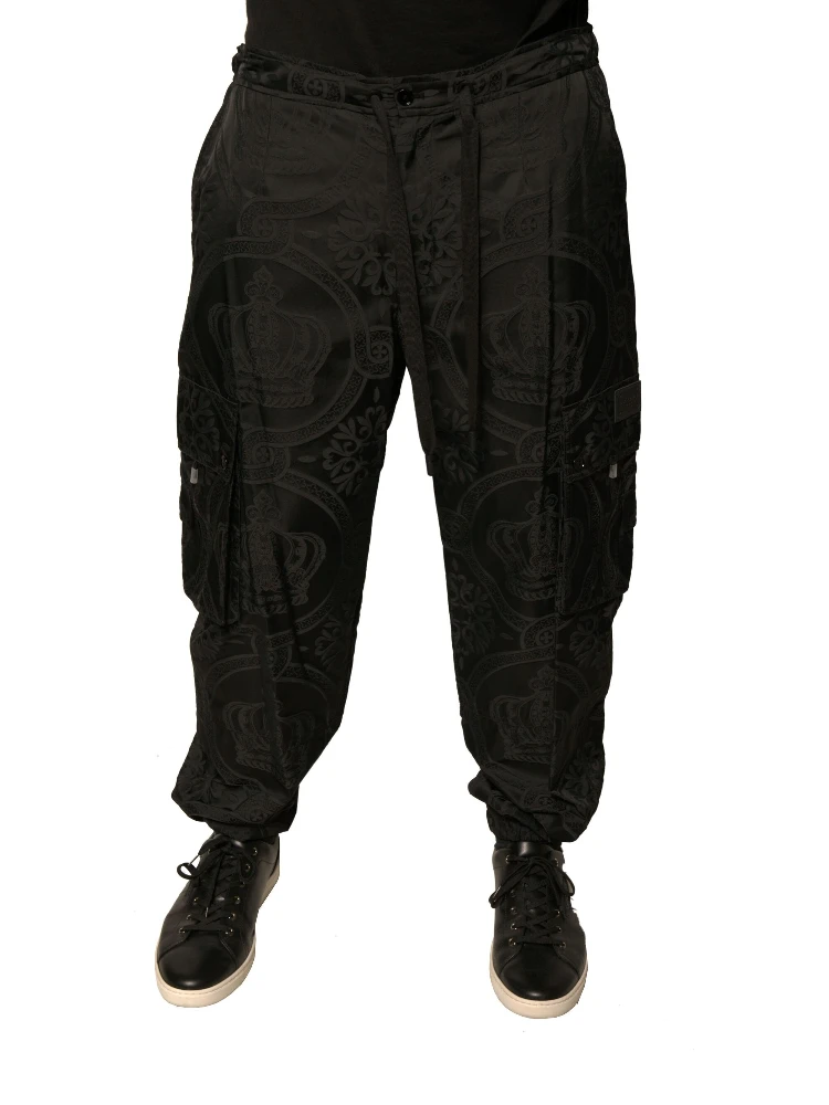 Black Crown Nylon Jogger Sweatpants Pants