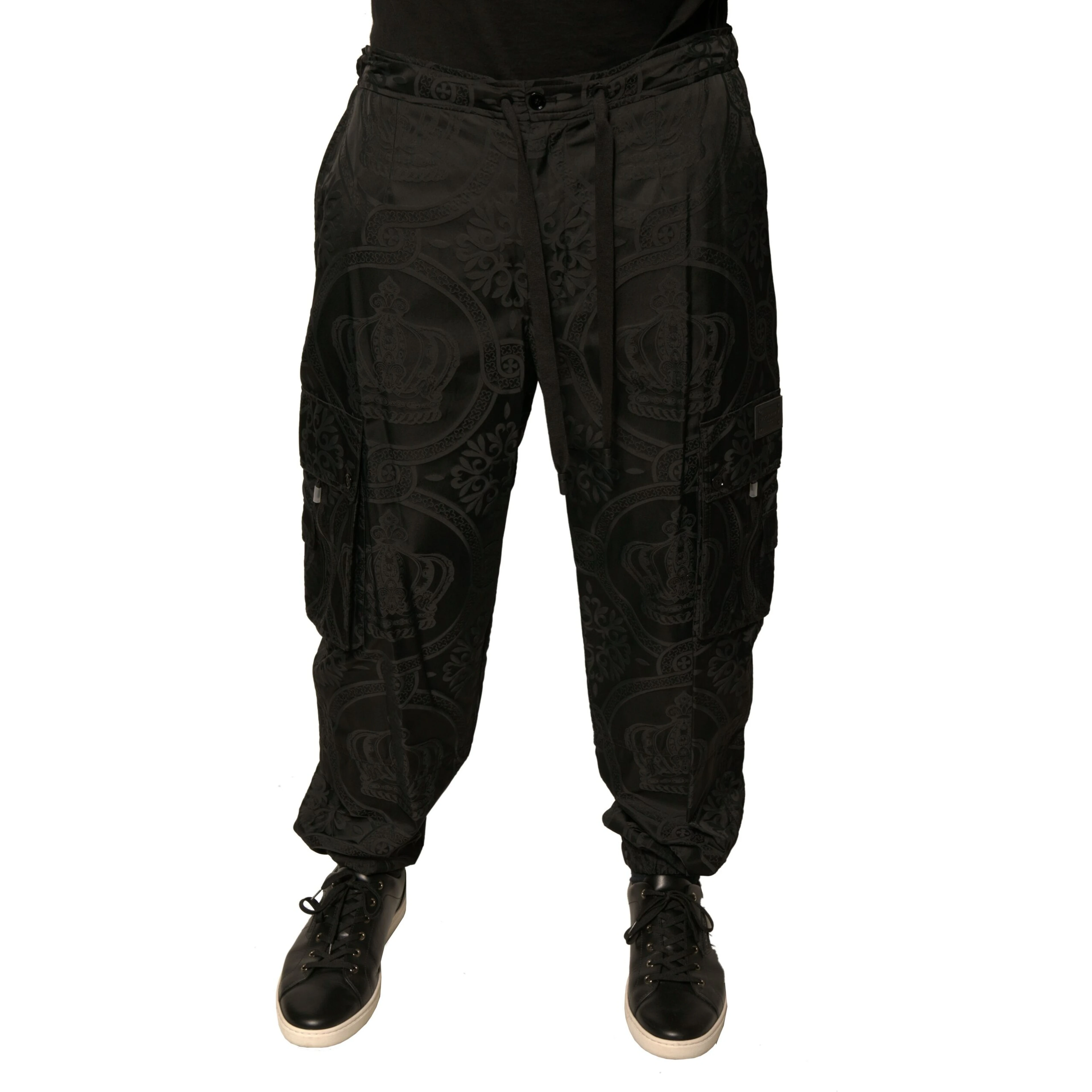 Black Crown Nylon Jogger Sweatpants Pants